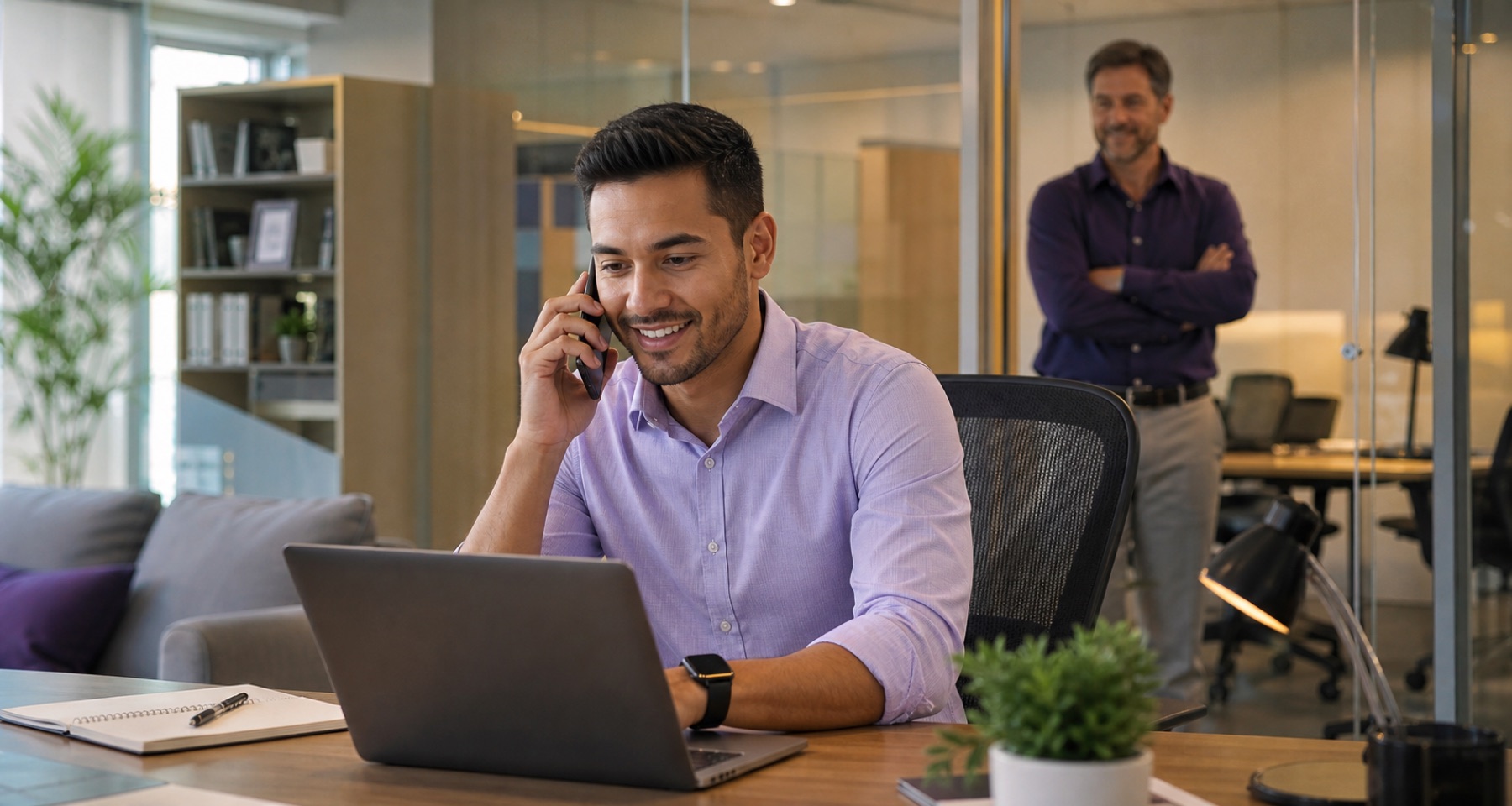 Customer service professional helping a customer