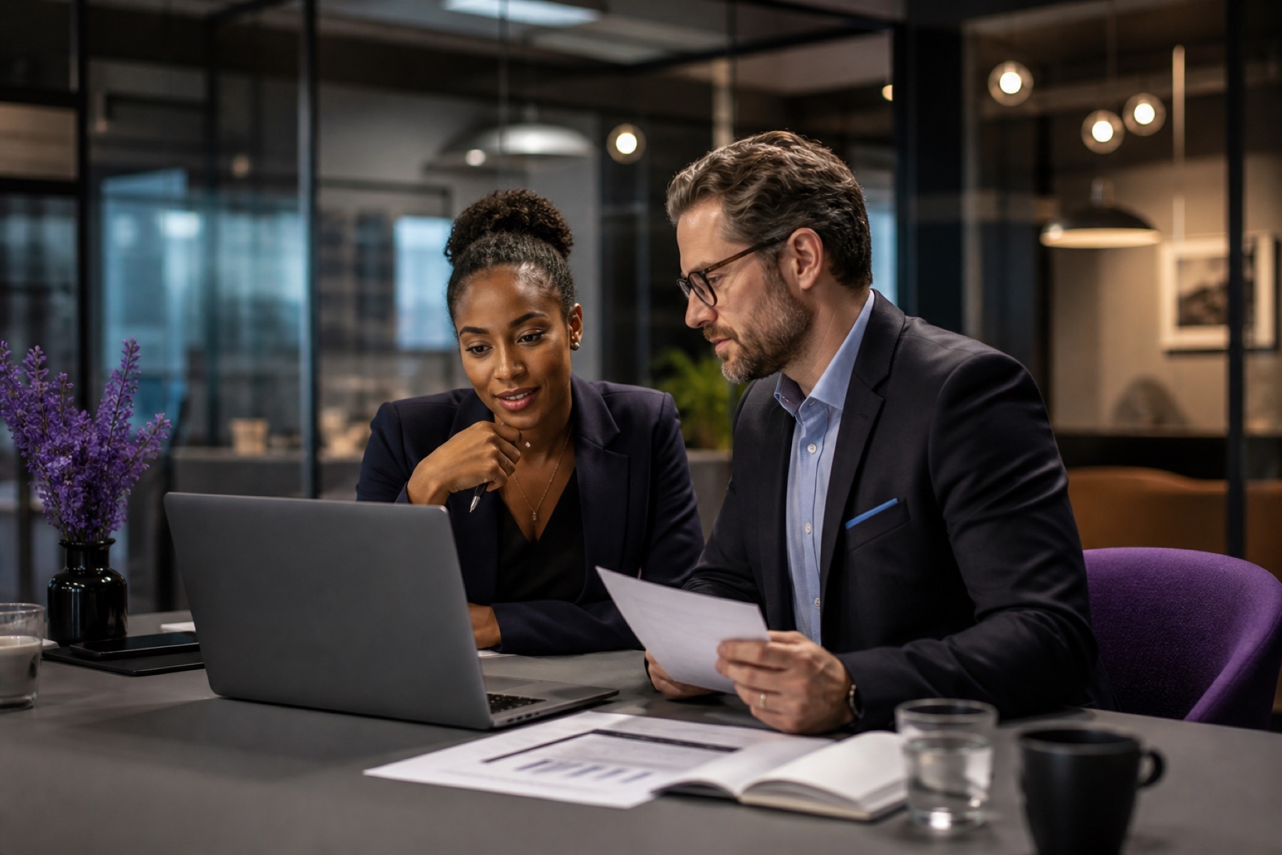 Sales professionals preparing for a customer meeting